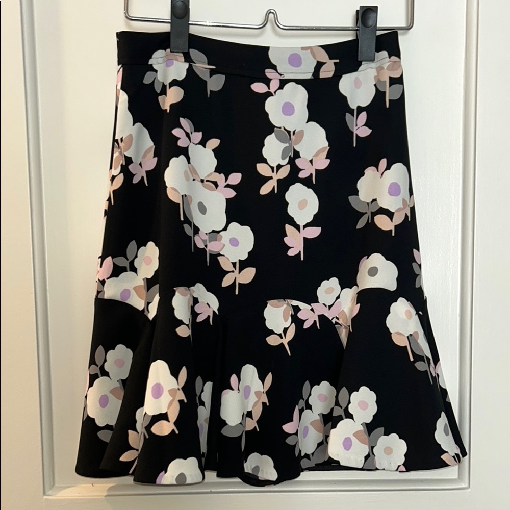 Kate Spade Black Skirt with Pink and White Floral Design
